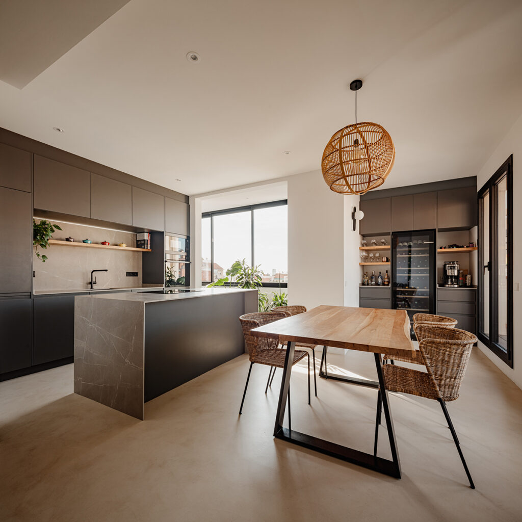 cocina con vinoteca integrada